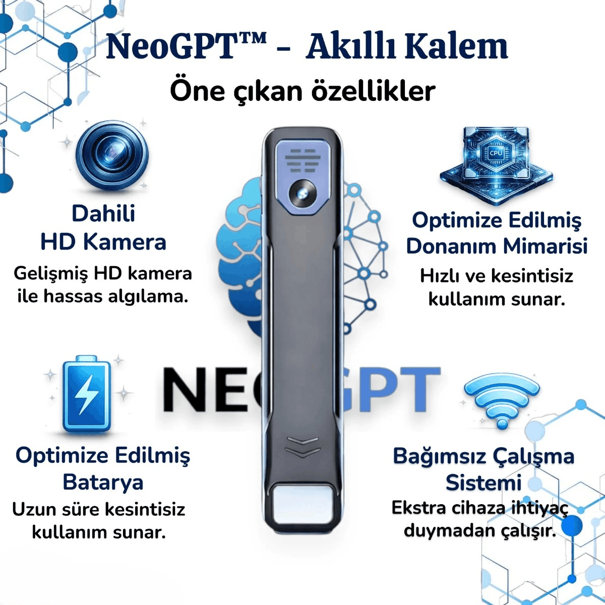 NeoGPT™ – Yapay Zeka Destekli Akıllı Kalem (150 Dil + ChatGPT Desteği)